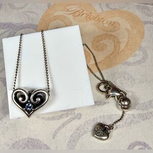 Brighton Adjustable Heart Necklace with Blue Crystal Accent